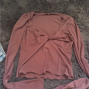 Knot-Front Long Sleeve Women's Top